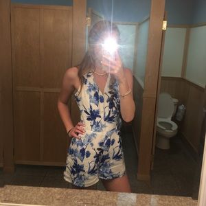 Blue and white romper